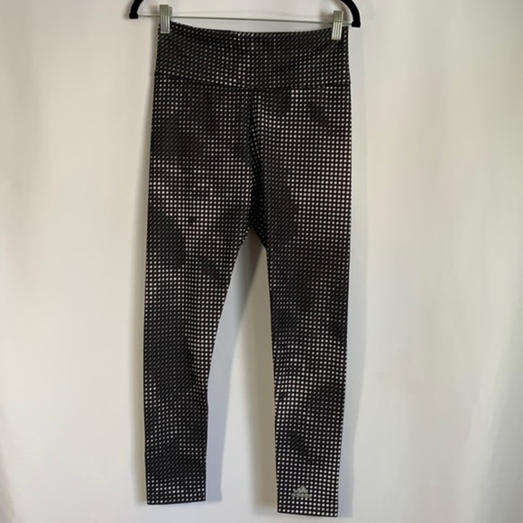 Adidas Black & White Polkadot Compression Athletic Leggings - Picture 1 of 7